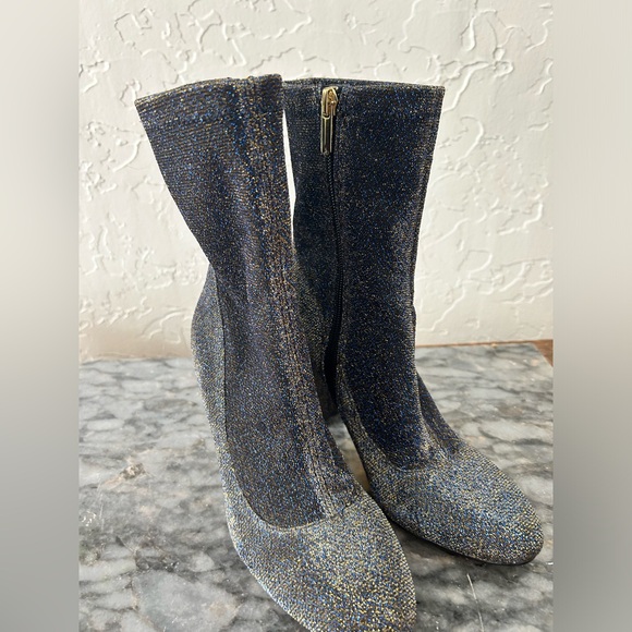 Sam Edelman Boots Calexa Ankle Block Heel Sparkle Blue BNWT Size 6 - Picture 2 of 12